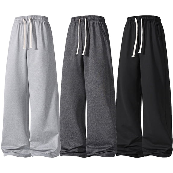 Homeyce Men's Baggy Joggers Sweatpants with Pockets Open Bottom Sweatpants Straight Leg Athletic Gym Casual Lightweight Sweatpant Elastic Waist Drawstring Sweat Pants,Gray M