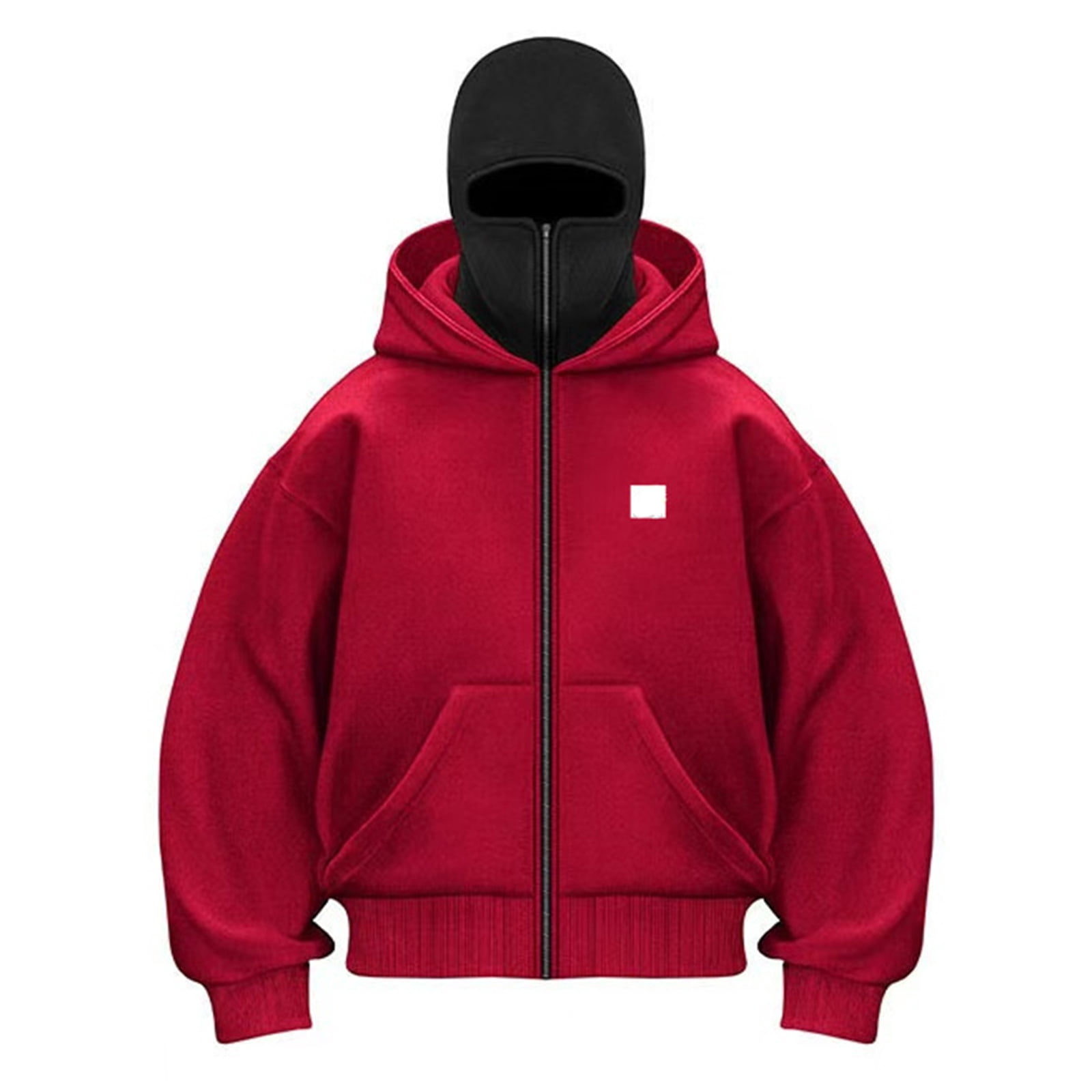 Balaclava Hoodie for Men Full-Zip with Face Mask Winter Hoodies