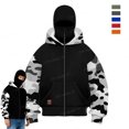 thumbnail image 1 of Homeyce Men's Balaclava Hoodie Zip Up with Mask Camo Winter Hoodies with Balaclava Double Layer Hooded Coat Wind-Resistant Motor Y2k Fall Fashion Clothing for Men and Women,Gray XL, 1 of 6