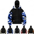 thumbnail image 1 of Homeyce Men's Balaclava Hoodie Zip Up with Warm Face Mask Camo Jacket Balaclava Double Layer Hooded Transition Jacket Windproof Warm Sports Casual Bicycle Outerwear Jacket for Cold Weather,Blue XL, 1 of 6