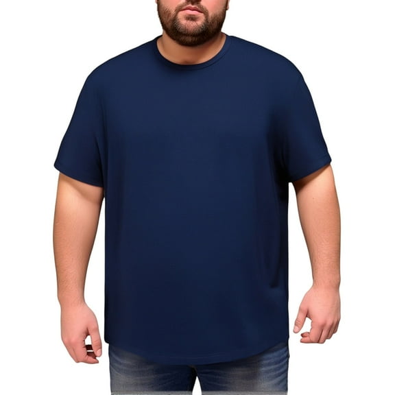 Homeyce Men's Big and Tall Shirts 5xl Short Sleeve Ultra Soft Breathable Casual Tee Crew Neck T-Shirts Solid Color Classic Basic Tops Xl-6xl,Dark Blue 6XL