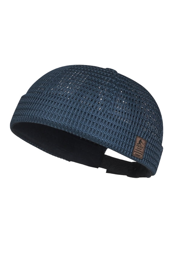 Men's Breathable Brimless Hat Summer Style Mesh Tang Ultra Cooling Skull Adjustable Hip-Hop Cap Docker Beanie,Navy