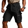 thumbnail image 1 of Homeyce Men's Camo Cargo Shorts Elastic Waistband Drawstring Short Pants Summer Work Casual Relaxed Fit Fishing Big and Tall Camo Cargo Shorts Multi-Pocket Quick Dry Bottom,Black L, 1 of 6