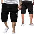 thumbnail image 1 of Homeyce Men's Capri Long Twill Cargo Shorts Below Knee Elastic Waist Shorts Multi-Pocket Big and Tall 3/4 Pants Quick Dry Hiking Summer Casual Cargo Shorts,Black 2XL, 1 of 6