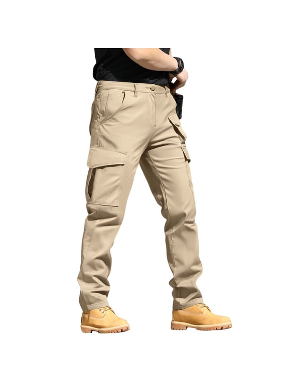 Men's Cargo Joggers Pants Durable Ripstop Elastic Waist Military Pants Breathable Waterproof Pantalones Military Para Hombre Relaxed Fit Stretch Quick Dry Pants with Pockets,Khaki L