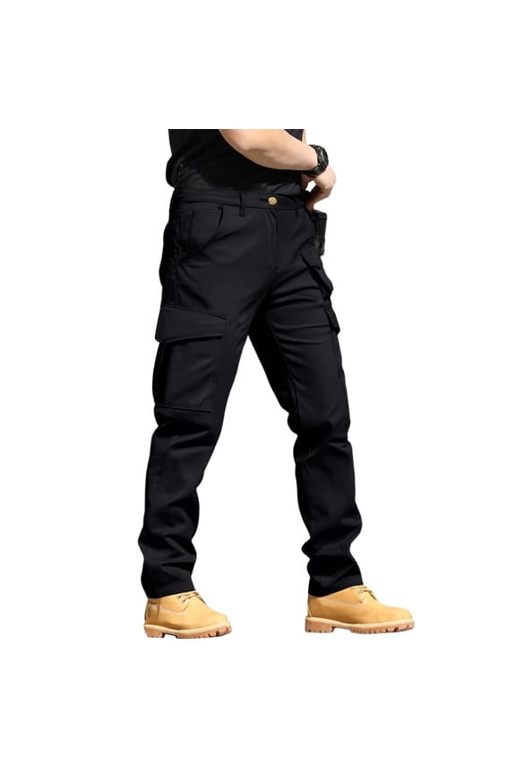 Men's Cargo Joggers Pants Water Resistant Durable Ripstop Cargo Pants Elastic Waist Breathable Construction Pants Multi Pockets Construction Carpenter Athletic Joggers Not Belt,Black M