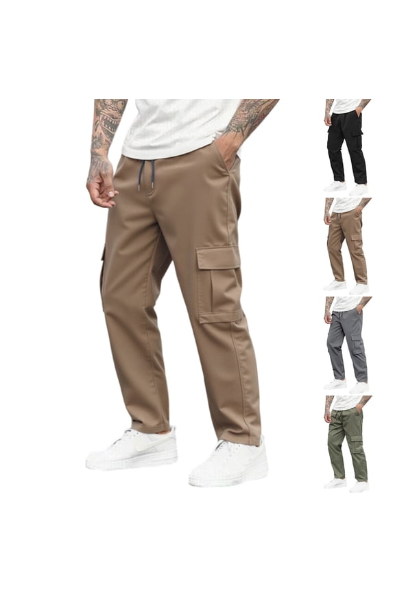Men's Cargo Joggers Pants Water Resistant Ripstop Military Pants Elastic Waist Breathable Construction Carpenter Cargo Pants with Multi Pockets Relaxed Fit Stretch Pants,Black XL