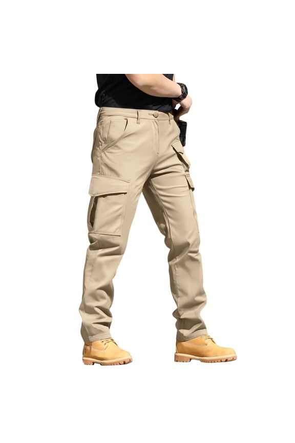 Men's Cargo Joggers Pants Waterproof Durable Ripstop Pants Elastic Waist Breathable Construction Carpenter Cargo Pants Multi Pockets Work Outdoor Pants Not Belt,Khaki M