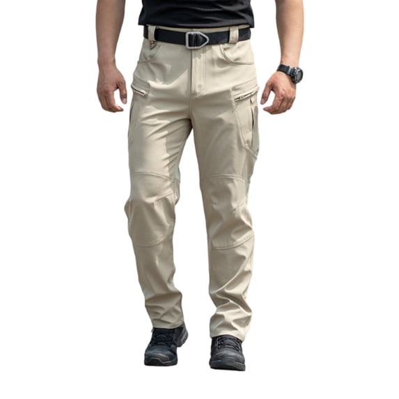 Homeyce Men's Cargo Pants Waterproof Stretch Waistband Cargo Pants Lightweight Durable Ripstop Tactical Pants with Pockets Big and Tall Cargo Trousers,Brown XL