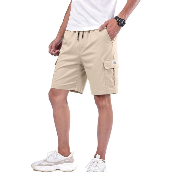 Homeyce Men's Cargo Shorts Elastic Waist Drawstring Short Casual Lightweight Summer Hiking Outdoor Big and Tall Cargo Short Multi Pocket Quick Dry Beach Shorts,Brown S