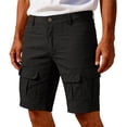 thumbnail image 1 of Homeyce Men's Cargo Shorts Elastic Waistband Button Down Short Summer Work Casual Relaxed Fit Fishing Big and Tall Camo Cargo Shorts Multi Pockets Twill Quick Dry Beach Shorts,Black S, 1 of 3