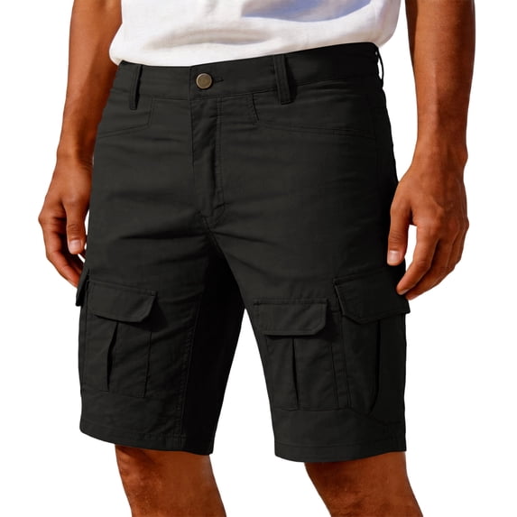 Homeyce Men's Cargo Shorts Elastic Waistband Button Down Short Summer Work Casual Relaxed Fit Fishing Big and Tall Camo Cargo Shorts Multi Pockets Twill Quick Dry Beach Shorts,Black S