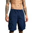 thumbnail image 1 of Homeyce Men's Cargo Shorts with Multi-Pocket Elastic Waist Shorts Drawstring Ripstop Straight Leg Cargo Short Summer Work Hiking Casual Outdoor Athletic Bottom,Blue L, 1 of 4