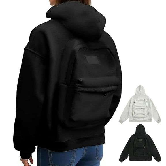 Homeyce Men's Creative Hoodie with Backpack Lightweight with Built-In Zipper Backpack Hoodie with Pockets Long Sleeve Travel Hoodie Sweaters Casual Comfort Streetwear Cardigan,Black 2XL