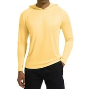 Homeyce Men's Hooded Long Sleeve UPF 50+ Shirt Uv Protection Swim Fishing Lightweight Hoodie with Hood Quick Dry T Shirts Rash Guards,Yellow S