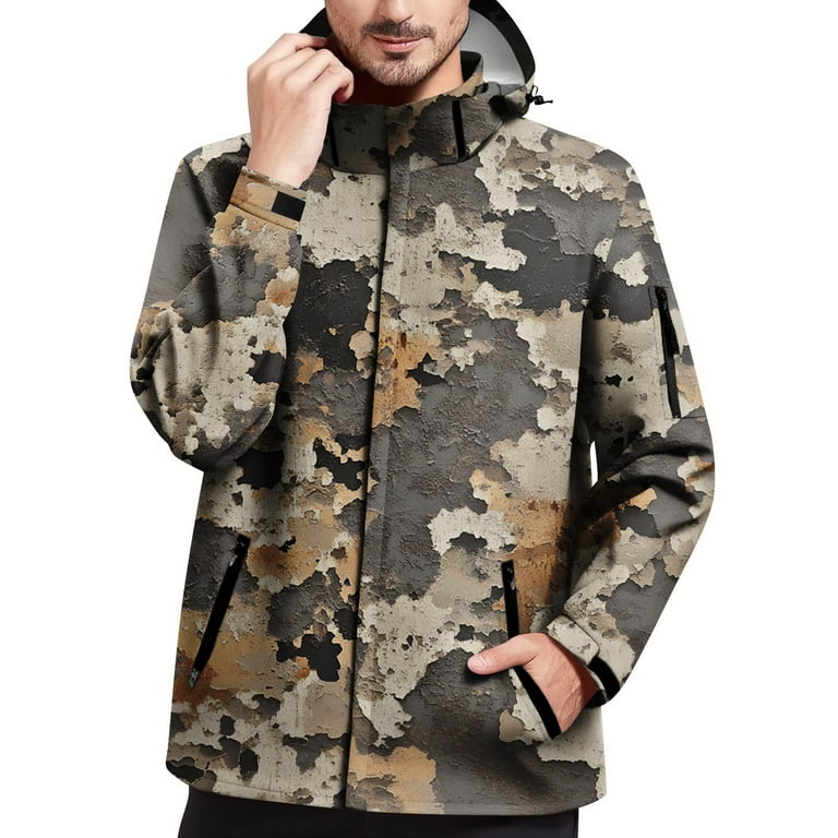 Homeyce Men's Hooded Softshell Jacket Windbreaker Waterproof