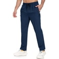 thumbnail image 1 of Homeyce Men's Ice Silk Casual Pants Elastic Waist Drawstring with Pockets Sweatpants for Daily Wear Outdoor Sports,Blue 2XL, 1 of 5