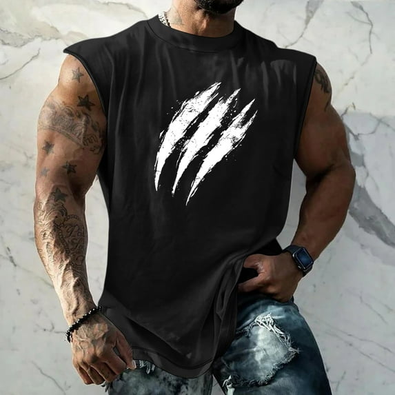 Homeyce Men's Independence Day T-Shirts Graphic American Flag Sleeveless Tank Top Summer Workout Gym Tops Patriotic Outfits for Men,Black 2XL