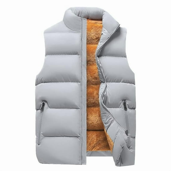 Homeyce Men's Lightweight Puffer Vest Quilted Down Sleeveless Down Vest Stand Collar Solid Color Jacket Big & Tall Winter Casual Puffy Zipper Jacket Outerwear for Work Travel Outdoor,Gray M
