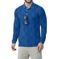 thumbnail image 1 of Homeyce Men's Long Sleeve Polo Shirts Floral Print with Buttons Shirt Collared Casual Lightweight Outdoor Golf Golf Polo Shirt Upf 50+ Sun Protection Quick Dry Pullover for Men,Blue XL, 1 of 4