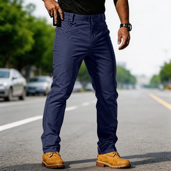 Homeyce Men's Military Pants Water-Resistant Stretch Waistband Cargo Pants with Multi Pockets Big and Tall Pants Travel Climbing Camping Fishing Ripstop Apparel,Blue M