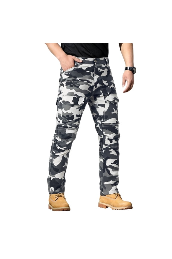 Men's Military Pants Waterproof Stretch Waistband Cargo Pants with Multi-Functional Pockets Quick Dry Pants Construction Ripstop Hiking Carpenter Pant,Beige L