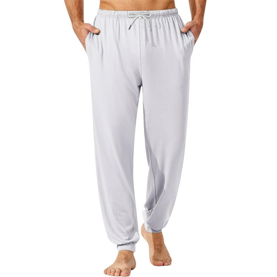 Homeyce Men's Pajama Bottoms Solid with Drawstring Pajamas Pants with Pockets Elastic Waist Sleep & Lounge Pants Comfortable Casual Lightweight Baggy Relaxed Fit Sleep Pj Bottoms,White L
