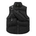 thumbnail image 1 of Homeyce Men's Puffer Corduroy Vest Sleeveless Zipper Down Vest Quilted Down Water-Resistant Windproof Vest Jacket Stand Collar Winter Warm Puffy Casual Streetwear for Work Travel Outdoor,Black 3XL, 1 of 6