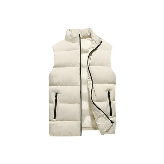 Homeyce Men's Puffer Vest Stand Collar Quilted Down Down Vest Zip Up Sleeveless Lightweight Vest Jacket with Pockets Winter Padded Casual Outerwear for Work Travel Outdoor,Beige 4XL