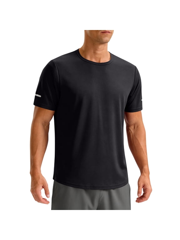 Men's Rashguard Swim Shirts Short Sleeve UPF 50+ Sun Protection SPF Quick Dry Lightweight Water Fishing Beach Shirt,Black M