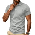 thumbnail image 1 of Homeyce Men's Short Sleeve Polo Shirts Collar Button Down Polo Shirts Fashionable Business Athletic Casual Polo Sweatshirt Solid Color Short Sleeve Golf Shirt,Gray L, 1 of 5