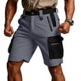thumbnail image 1 of Homeyce Men's Stretch Cargo Shorts Multi-Pocket Elastic Waistband Short Drawstring Ripstop Straight Leg Cargo Shorts Lightweight Stretch Summer Casual Baggy Joggers,Gray S, 1 of 6