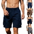 thumbnail image 1 of Homeyce Men's Stretch Cargo Shorts with Multi-Pocket Elastic Waistband Shorts Pants Drawstring Ripstop Straight Leg Cargo Shorts Outdoor Casual Workout Lightweight Pants,Black L, 1 of 5