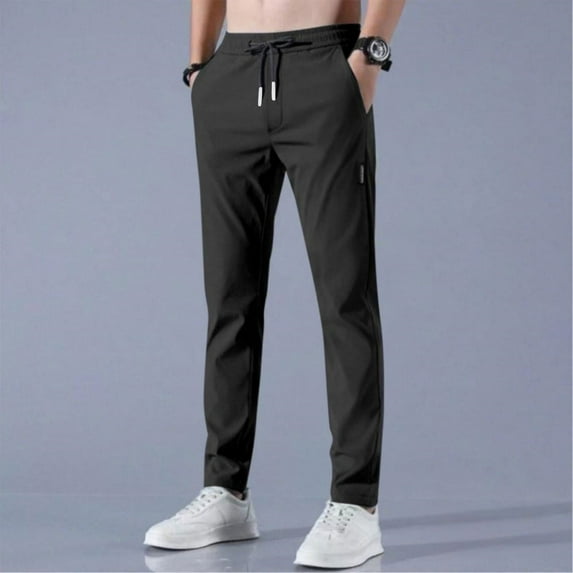 Homeyce Men's Summer Athletic Lounge Pants Ultra Stretch Quick Dry Elastic Waist Pant Quick Dry Comyfit Stretch Lightweight Active Pants with Pockets Drawstring Pant for Men's,Black 4XL