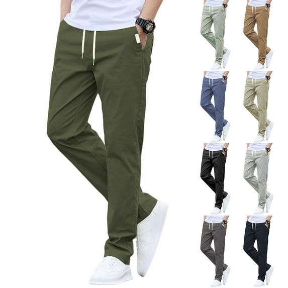 Homeyce Men's Summer Athletic Lounge Pants Ultra Stretch Quick Dry Elastic Waist Pants Stretch Tapered Active Hiking Pants with Pockets Drawstring Pant for Men's,Green S