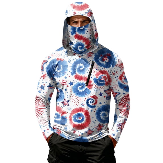 Homeyce Men's Sun Protection Hoodie UV Spf Upf 50+ Rash Guard Shirts Long Sleeve Lightweight Sun Protection Cooling Hoodies with Face Cover,White XL