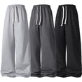 thumbnail image 1 of Homeyce Men's Sweatpants Open Bottom Wide Leg Sweatpants with Pockets Straight Leg Solid Pants Drawstring Athletic Loose Fit Athletic Loose Sweat Pants,Black S, 1 of 7