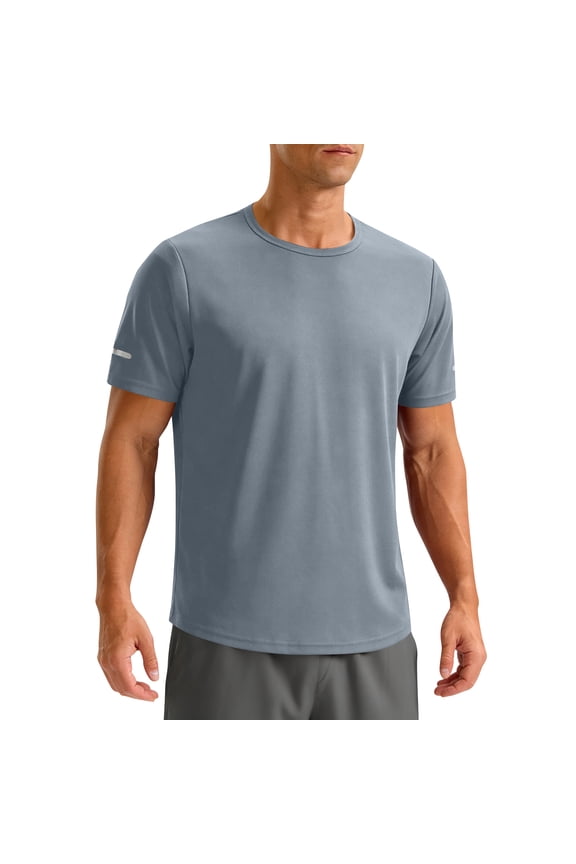 Men's UPF 50+ Swim Shirts Short Sleeve UV Sun Protection Rash Guard T-Shirt Quick Dry Water Surfing Beach Tees,Gray 2XL