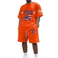 thumbnail image 1 of Homeyce Men's Usa 250th Anniversary 2 Piece Outfits Usa Flag Patriot Short Sleeve Shirts and Shorts Set 4th Of July Summer Clothing Set,Orange 3XL, 1 of 3