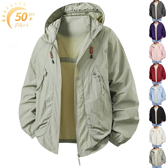 Homeyce Men's Windbreaker Jackets Lightweight Zip Up Waterproof Jackets with Pocket Summer Casual Outdoor Loose Golf Coat Sun Protection Long Sleeve Sun Shirts,Green M