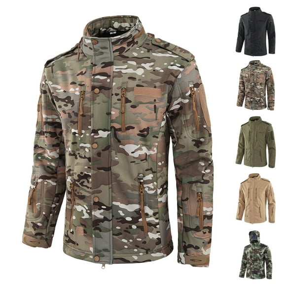 Homeyce Men's Winter Jackets Waterproof Windproof Fleece Lined Soft Shell Hooded Full Zip Hooded Jacket for Hiking Casual Ski Snow Outdoor Raincoat with Pockets,Multicolor M