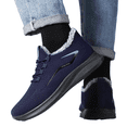 thumbnail image 1 of Homeyce Men's Winter Walking Shoes Snow Boots Waterproof Slip-On Warm Faux Fur Lined Lightweight Anti-Slip Deep Grain Rubber Sole Casual Outdoor Hiking for Elderly,Dark Blue 45, 1 of 4