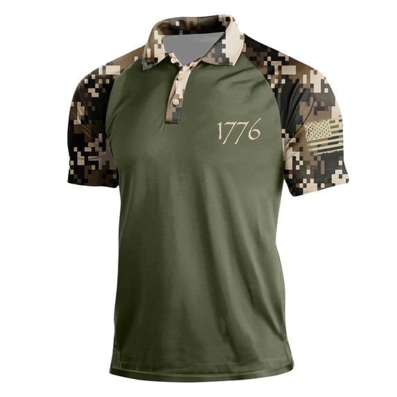 Homeyce Mens 250 Anniversary Usa Polo Shirt Short Sleeve American Flag Golf Shirts 4th Of July Independence Day Polo T-Shirts Button Down 250 Years Of Liberty Patriotic Tee,Green 3XL