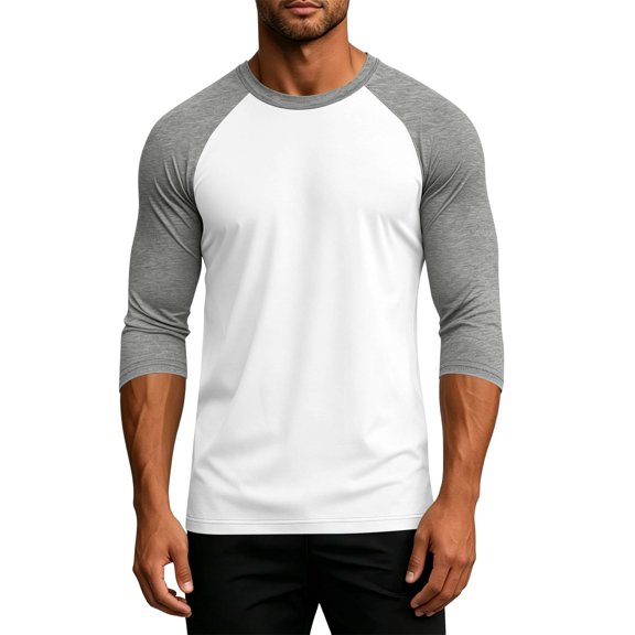 Homeyce Mens 3/4 Sleeve Baseball Tshirt Raglan Jersey Shirt,Gray L