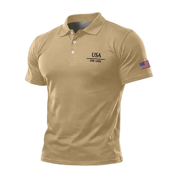 Homeyce Mens American Flag Golf Shirts 250 Years Of Liberty 4th Of July Golf Shirts Short Sleeve American Flag Graphic Polo T-Shirts Button Down Independence Day Patriotic Tee,Brown 3XL