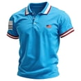 thumbnail image 1 of Homeyce Mens American Flag Golf Shirts 250 Years Of Liberty 4th Of July Polo Shirts Short Sleeve Usa Flag Print Polo Shirt Button Up Independence Day Patriotic Golf Shirts,Blue XL, 1 of 3