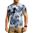 thumbnail image 1 of Homeyce Mens Camo Shirts Short Sleeve Button Camo Shirt Summer Lightweight Camouflage T-Shirt Crew Neck Pullover Tees Tops,Blue XL, 1 of 5
