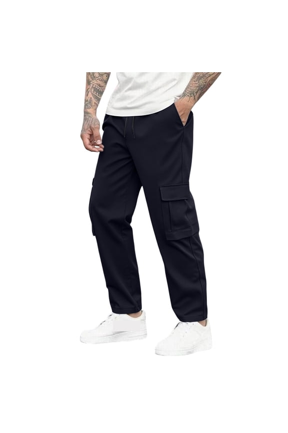 Mens Cargo Pants Ripstop Elastic Waist Pants Breathable Water Resistant Hiking Pants Construction Carpenter Quick Dry Pants with Multi Pockets,Blue L