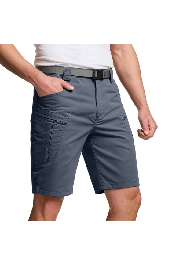 Mens Cargo Shorts Multi Pocket Elastic Waistband Short Pants Drawstring Ripstop Straight Leg Camo Cargo Shorts Casual Lightweight Summer Hiking Outdoor Bermuda Short,Blue 3XL
