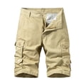 thumbnail image 1 of Homeyce Mens Cargo Shorts with Multi Pockets Elastic Waist Shorts Drawstring Ripstop Straight Leg Cargo Shorts Military Outdoor Breathable Hiking Fishing Joggers,Brown L, 1 of 4